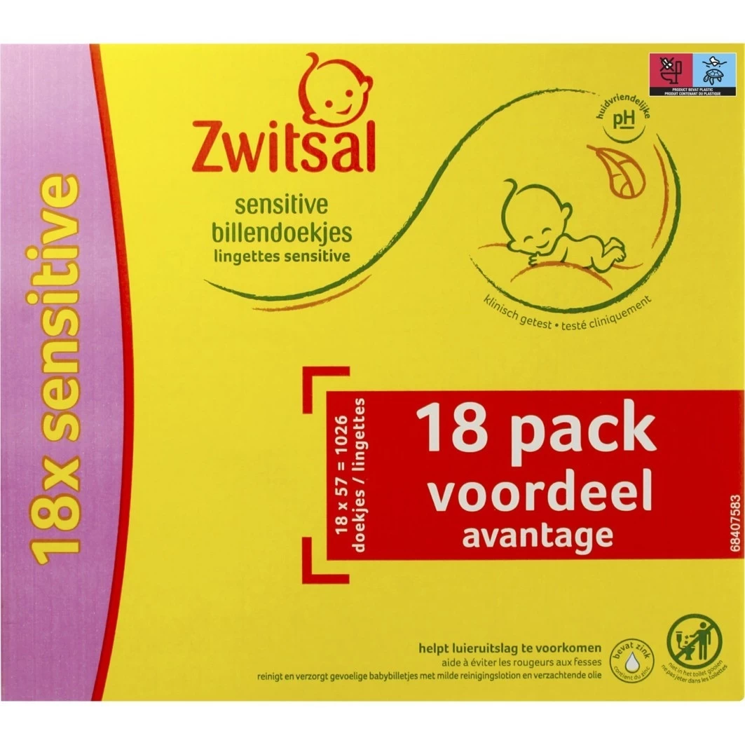 Sensitive Billendoekjes Voordeelverpakking 1 Sensitive Billendoekjes Voordeelverpakking